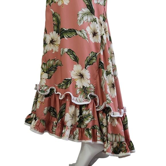 Milson by Ky's Hawaiian Fishtail Full Length Rayon Poplin Muumu Dress Size Large - Picture 9 of 12